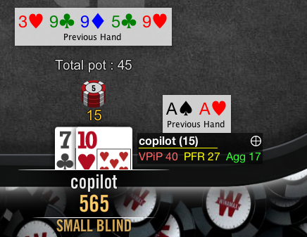 Poker Copilot's HUD on Winamax